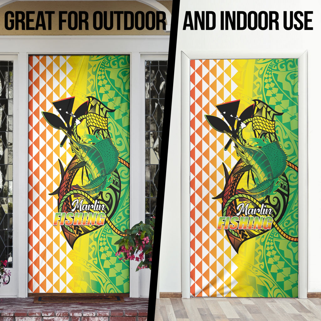 Hawaii Blue Marlin Fishing Door Cover Hawaiian Kanaka Kakau Reggae LT14 - Polynesian Pride