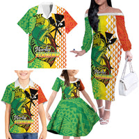 Hawaii Blue Marlin Fishing Family Matching Off The Shoulder Long Sleeve Dress and Hawaiian Shirt Hawaiian Kanaka Kakau Reggae LT14 - Polynesian Pride