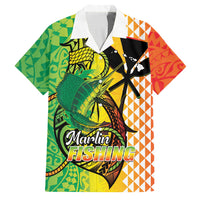 Hawaii Blue Marlin Fishing Family Matching Puletasi and Hawaiian Shirt Hawaiian Kanaka Kakau Reggae LT14 Dad's Shirt - Short Sleeve Reggae - Polynesian Pride