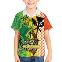 Hawaii Blue Marlin Fishing Family Matching Puletasi and Hawaiian Shirt Hawaiian Kanaka Kakau Reggae LT14 Son's Shirt Reggae - Polynesian Pride
