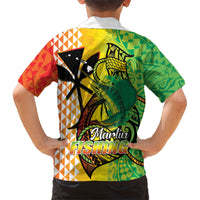Hawaii Blue Marlin Fishing Family Matching Summer Maxi Dress and Hawaiian Shirt Hawaiian Kanaka Kakau Reggae LT14 - Polynesian Pride
