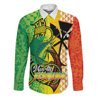 Hawaii Blue Marlin Fishing Family Matching Summer Maxi Dress and Hawaiian Shirt Hawaiian Kanaka Kakau Reggae LT14 Dad's Shirt - Long Sleeve Reggae - Polynesian Pride