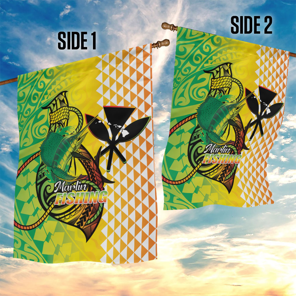 Hawaii Blue Marlin Fishing Garden Flag Hawaiian Kanaka Kakau Reggae LT14 - Polynesian Pride