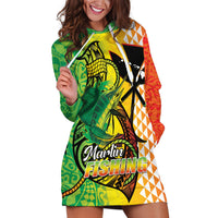 Hawaii Blue Marlin Fishing Hoodie Dress Hawaiian Kanaka Kakau Reggae