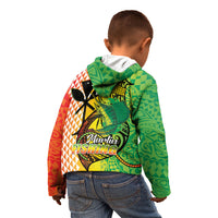 Hawaii Blue Marlin Fishing Kid Hoodie Hawaiian Kanaka Kakau Reggae