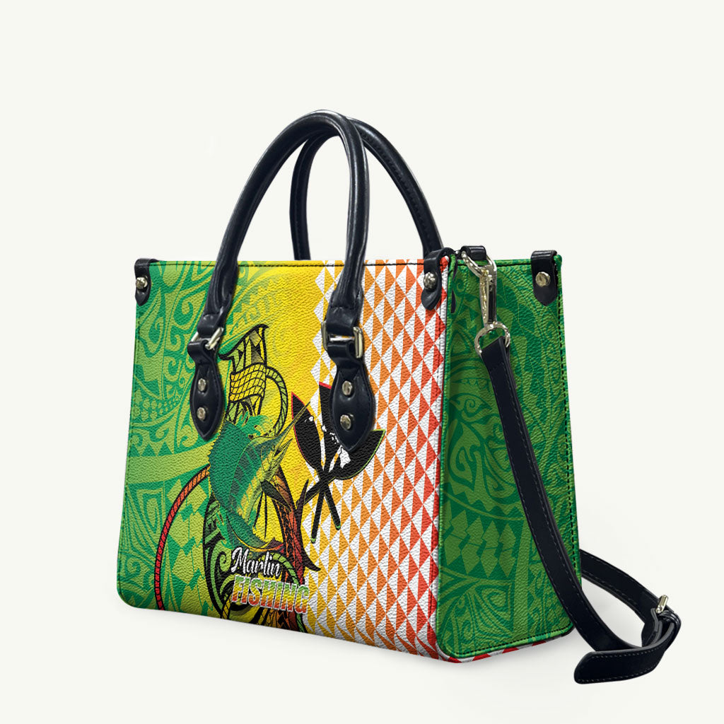 Hawaii Blue Marlin Fishing Leather Bag Hawaiian Kanaka Kakau Reggae LT14 Reggae - Polynesian Pride
