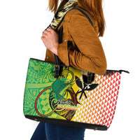 Hawaii Blue Marlin Fishing Leather Tote Bag Hawaiian Kanaka Kakau Reggae LT14 Reggae - Polynesian Pride