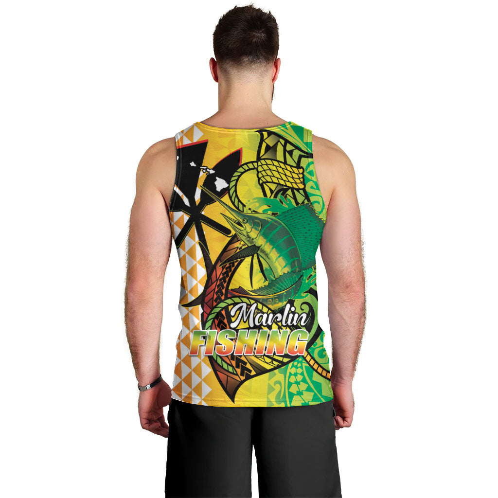 Hawaii Blue Marlin Fishing Men Tank Top Hawaiian Kanaka Kakau Reggae