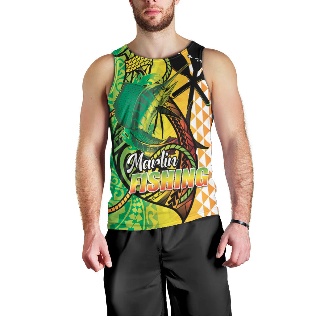 Hawaii Blue Marlin Fishing Men Tank Top Hawaiian Kanaka Kakau Reggae