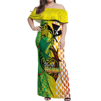 Hawaii Blue Marlin Fishing Off Shoulder Maxi Dress Hawaiian Kanaka Kakau Reggae LT14 Women Reggae - Polynesian Pride