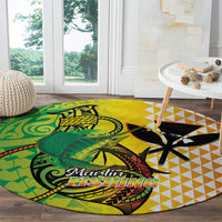 Hawaii Blue Marlin Fishing Round Carpet Hawaiian Kanaka Kakau Reggae