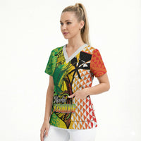 Hawaii Blue Marlin Fishing Scrub Top Hawaiian Kanaka Kakau Reggae LT14 - Polynesian Pride