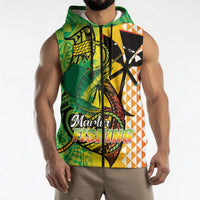 Hawaii Blue Marlin Fishing Sleeveless Zip Hoodie Hawaiian Kanaka Kakau Reggae LT14 - Polynesian Pride