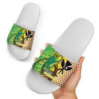 Hawaii Blue Marlin Fishing Slide Sandals Hawaiian Kanaka Kakau Reggae