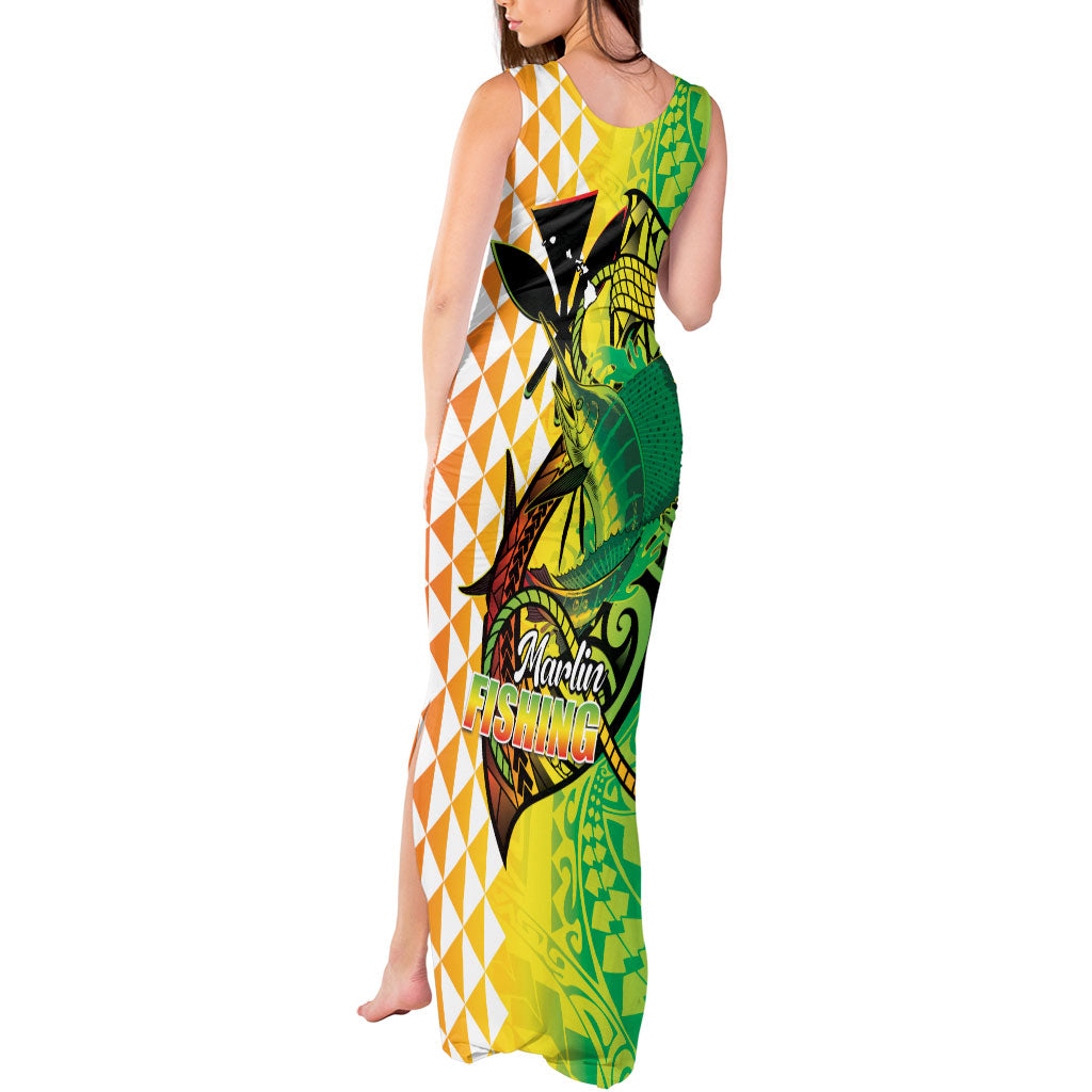 Hawaii Blue Marlin Fishing Tank Maxi Dress Hawaiian Kanaka Kakau Reggae LT14 - Polynesian Pride