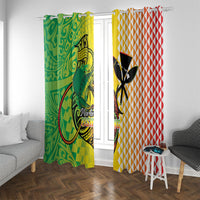 Hawaii Blue Marlin Fishing Window Curtain Hawaiian Kanaka Kakau Reggae