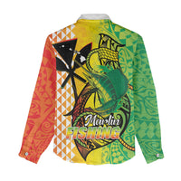 Hawaii Blue Marlin Fishing Women Casual Shirt Hawaiian Kanaka Kakau Reggae