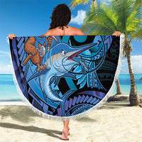 Personalised Blue Marlin Fishing New Zealand Beach Blanket NZ Kiwi Cowboy Born To Fish LT14 - Polynesian Pride