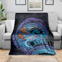 Personalised Blue Marlin Fishing New Zealand Blanket NZ Kiwi Cowboy Born To Fish LT14 - Polynesian Pride