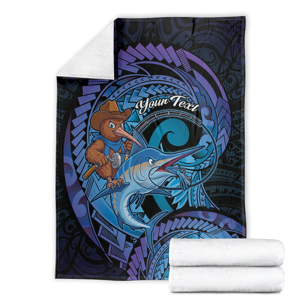 Personalised Blue Marlin Fishing New Zealand Blanket NZ Kiwi Cowboy Born To Fish LT14 - Polynesian Pride