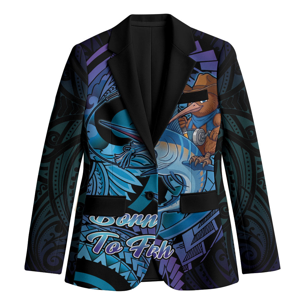 Personalised Blue Marlin Fishing New Zealand Blazer NZ Kiwi Cowboy Born To Fish LT14 Unisex Purple - Polynesian Pride