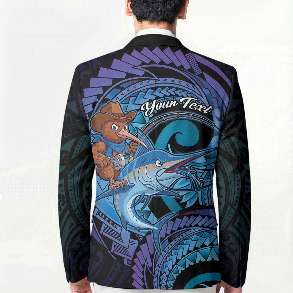 Personalised Blue Marlin Fishing New Zealand Blazer NZ Kiwi Cowboy Born To Fish LT14 - Polynesian Pride