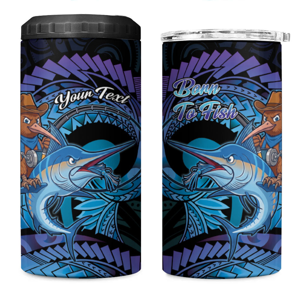 Personalised Blue Marlin Fishing New Zealand 4 in 1 Can Cooler Tumbler NZ Kiwi Cowboy Born To Fish LT14 One Size: 16 oz Purple - Polynesian Pride