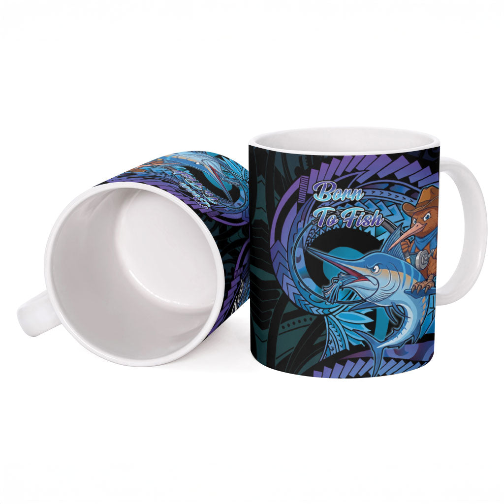 Personalised Blue Marlin Fishing New Zealand Ceramic Mug NZ Kiwi Cowboy Born To Fish LT14 - Polynesian Pride