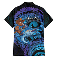 Personalised Blue Marlin Fishing New Zealand Family Matching Mermaid Dress and Hawaiian Shirt NZ Kiwi Cowboy Born To Fish LT14 - Polynesian Pride