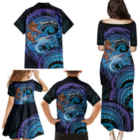 Personalised Blue Marlin Fishing New Zealand Family Matching Puletasi and Hawaiian Shirt NZ Kiwi Cowboy Born To Fish LT14 - Polynesian Pride