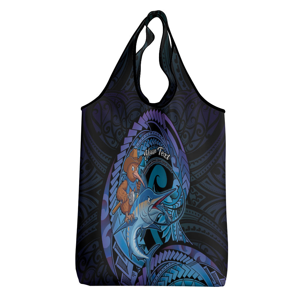 Personalised Blue Marlin Fishing New Zealand Grocery Bag NZ Kiwi Cowboy Born To Fish