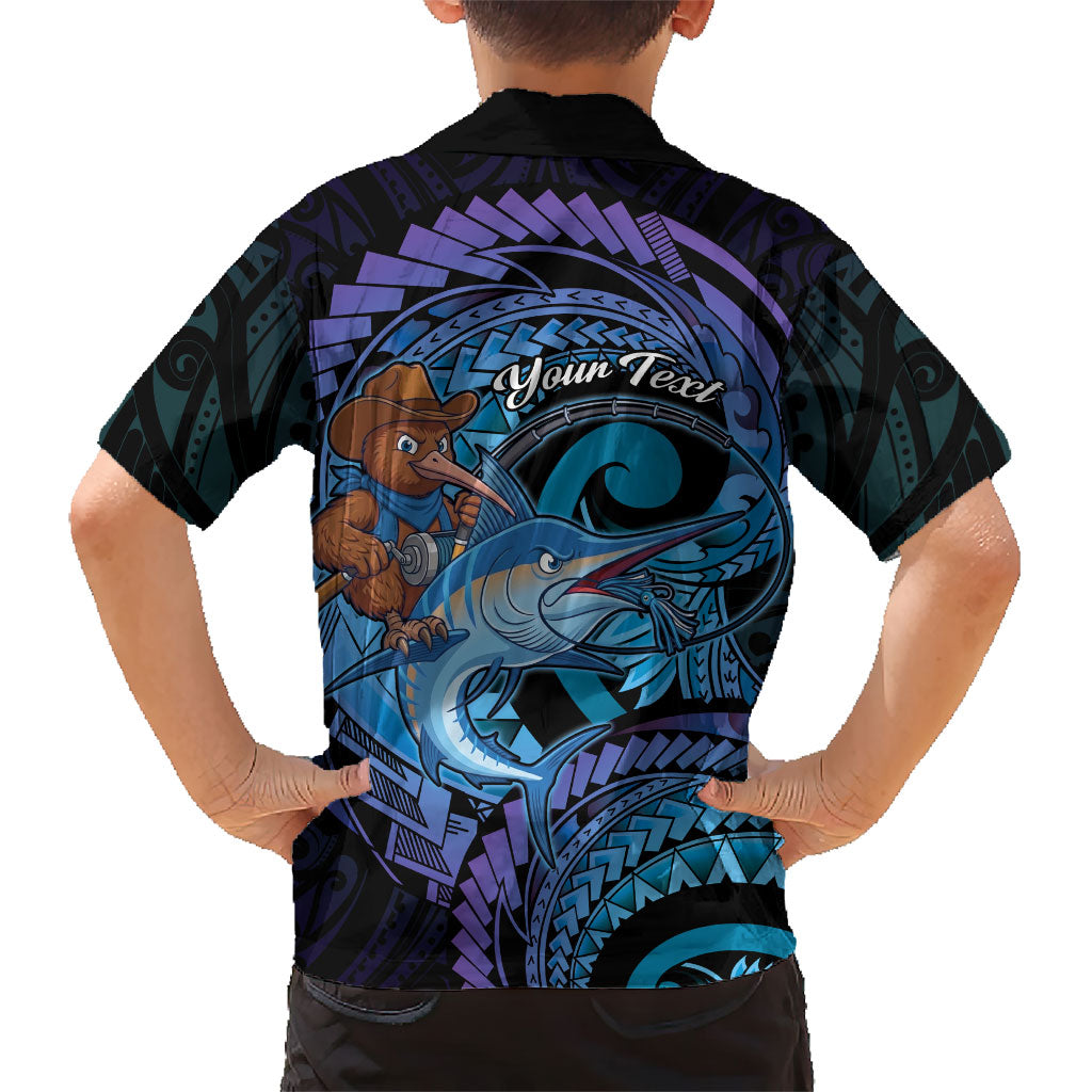 Personalised Blue Marlin Fishing New Zealand Hawaiian Shirt NZ Kiwi Cowboy Born To Fish LT14 - Polynesian Pride