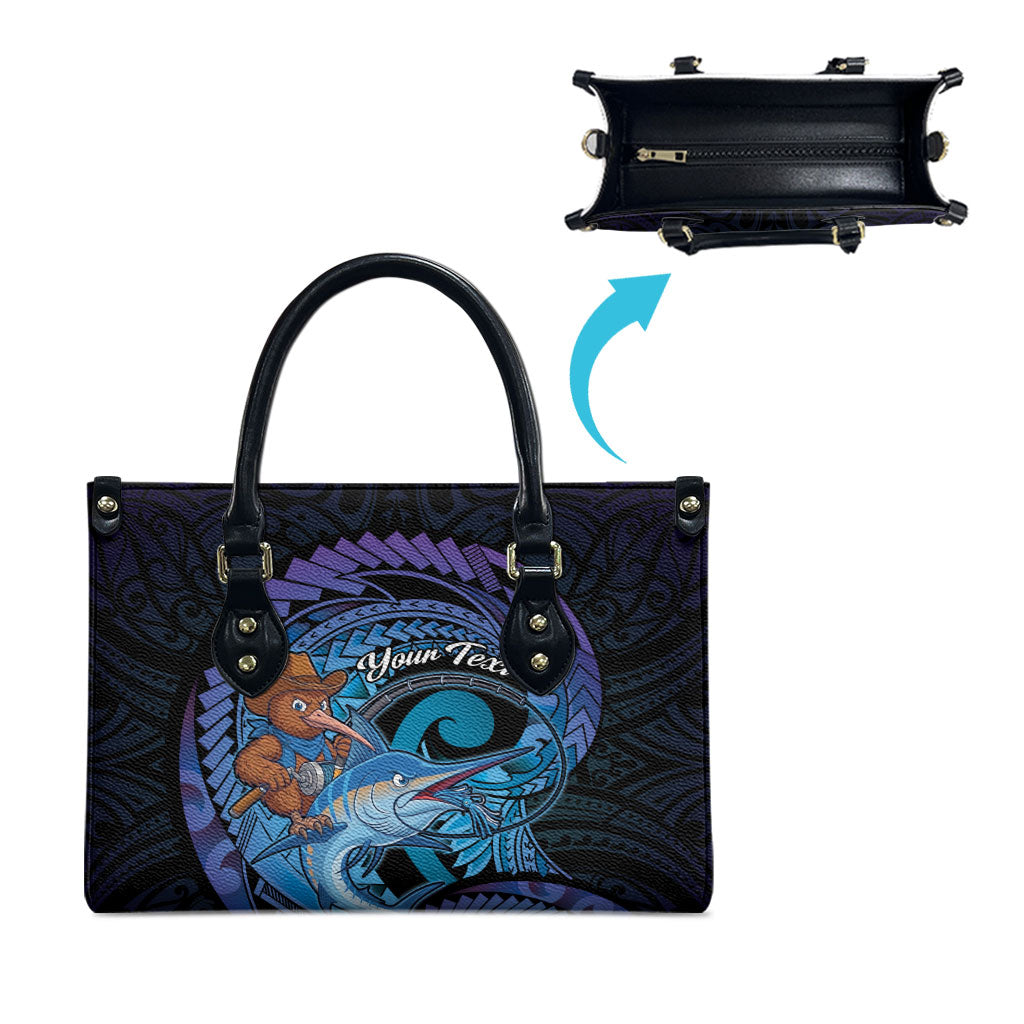 Personalised Blue Marlin Fishing New Zealand Leather Bag NZ Kiwi Cowboy Born To Fish LT14 - Polynesian Pride
