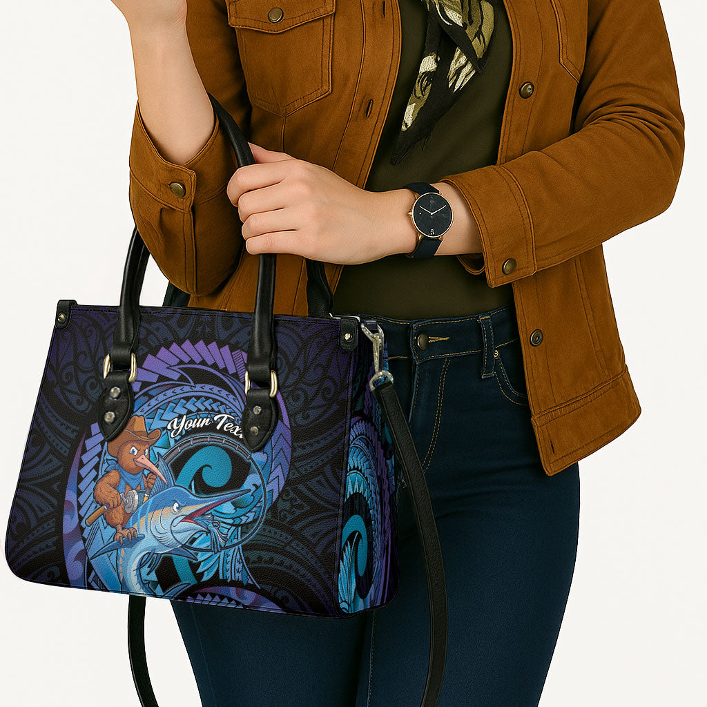 Personalised Blue Marlin Fishing New Zealand Leather Bag NZ Kiwi Cowboy Born To Fish LT14 - Polynesian Pride