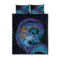 Personalised Blue Marlin Fishing New Zealand Quilt Bed Set NZ Kiwi Cowboy Born To Fish LT14 - Polynesian Pride