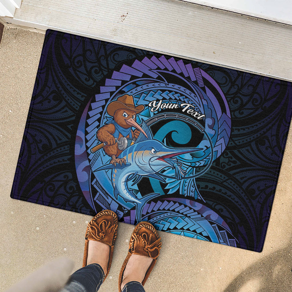 Personalised Blue Marlin Fishing New Zealand Rubber Doormat NZ Kiwi Cowboy Born To Fish LT14 - Polynesian Pride