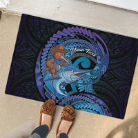 Personalised Blue Marlin Fishing New Zealand Rubber Doormat NZ Kiwi Cowboy Born To Fish LT14 - Polynesian Pride