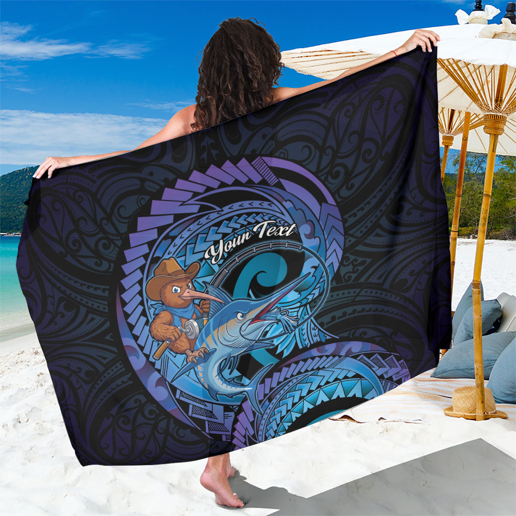 Personalised Blue Marlin Fishing New Zealand Sarong NZ Kiwi Cowboy Born To Fish LT14 One Size 44 x 66 inches Purple - Polynesian Pride