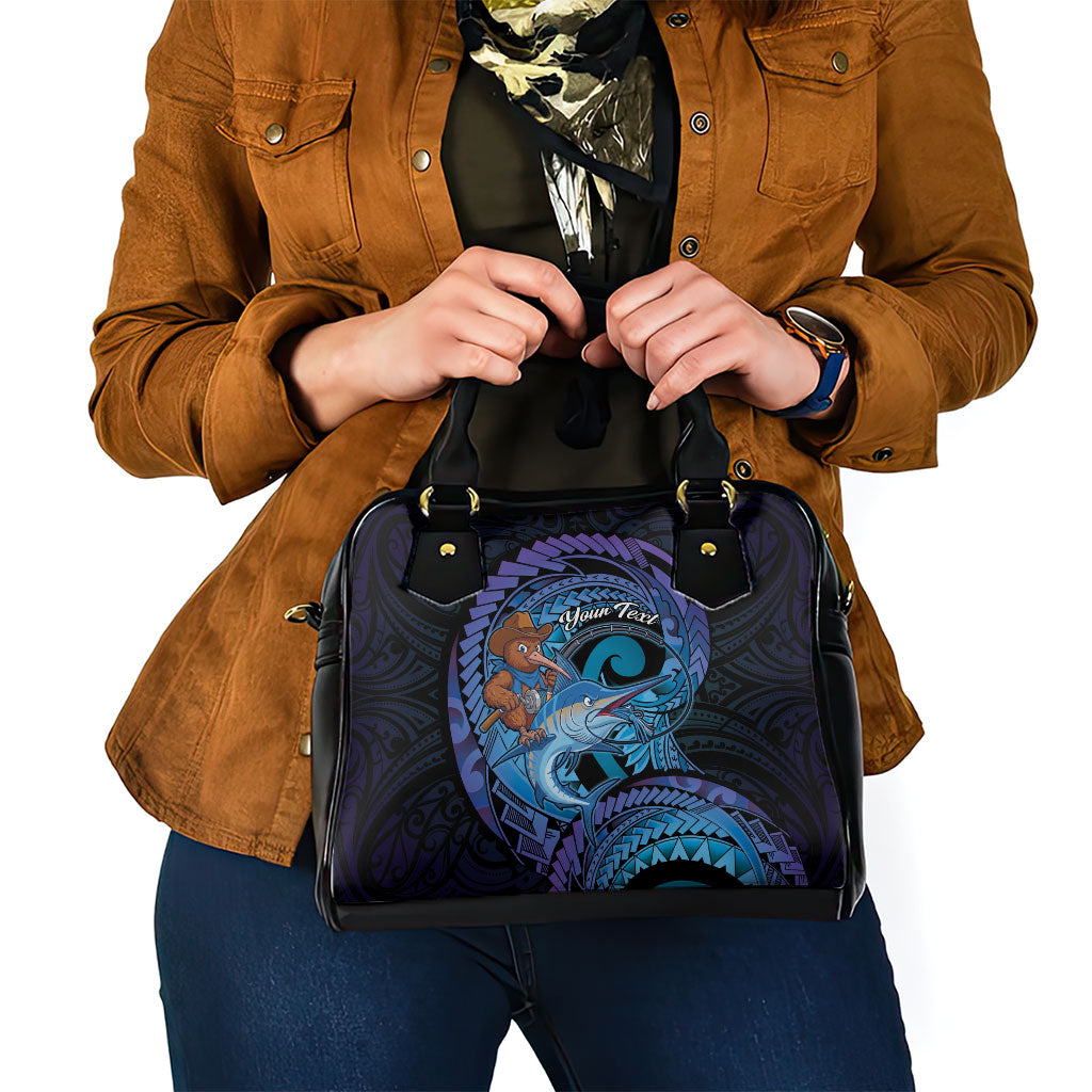 Personalised Blue Marlin Fishing New Zealand Shoulder Handbag NZ Kiwi Cowboy Born To Fish LT14 - Polynesian Pride