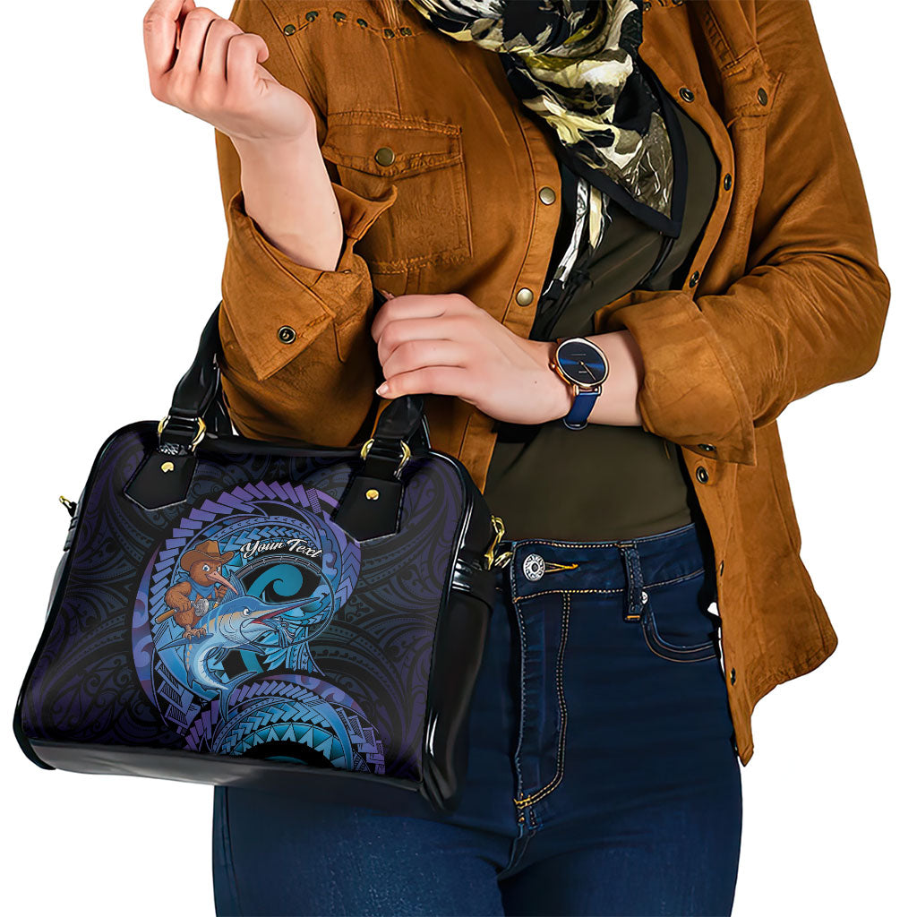 Personalised Blue Marlin Fishing New Zealand Shoulder Handbag NZ Kiwi Cowboy Born To Fish LT14 - Polynesian Pride