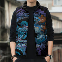 Personalised Blue Marlin Fishing New Zealand Sleeveless Puffer Jacket NZ Kiwi Cowboy Born To Fish LT14 - Polynesian Pride