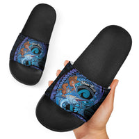 Personalised Blue Marlin Fishing New Zealand Slide Sandals NZ Kiwi Cowboy Born To Fish