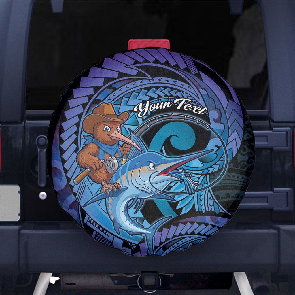 Personalised Blue Marlin Fishing New Zealand Spare Tire Cover NZ Kiwi Cowboy Born To Fish LT14 No hole Purple - Polynesian Pride