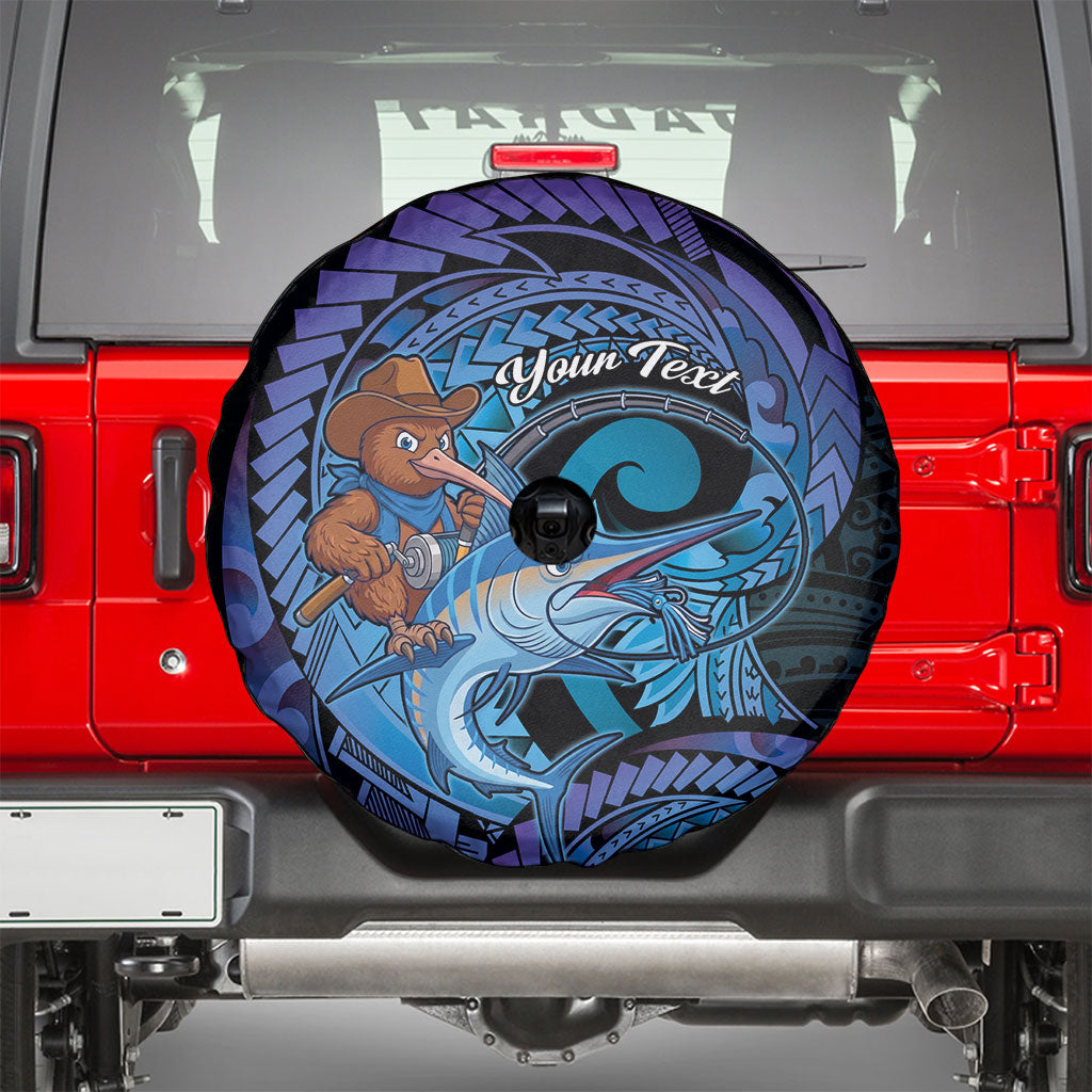 Personalised Blue Marlin Fishing New Zealand Spare Tire Cover NZ Kiwi Cowboy Born To Fish LT14 - Polynesian Pride