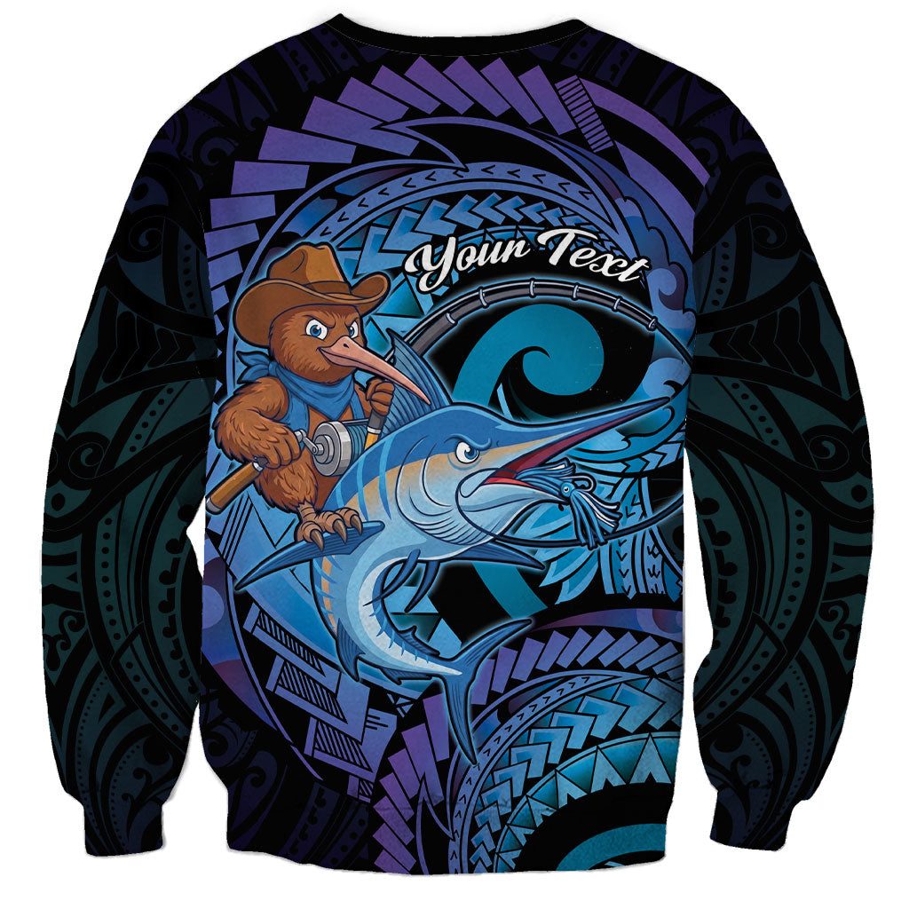 Personalised Blue Marlin Fishing New Zealand Sweatshirt NZ Kiwi Cowboy Born To Fish LT14 - Polynesian Pride