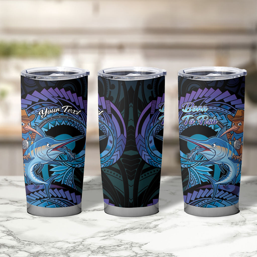 Personalised Blue Marlin Fishing New Zealand Tumbler Cup NZ Kiwi Cowboy Born To Fish