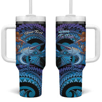 Personalised Blue Marlin Fishing New Zealand Tumbler With Handle NZ Kiwi Cowboy Born To Fish