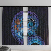 Personalised Blue Marlin Fishing New Zealand Window Curtain NZ Kiwi Cowboy Born To Fish LT14 With Hooks Purple - Polynesian Pride
