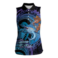 Personalised Blue Marlin Fishing New Zealand Women Sleeveless Polo Shirt NZ Kiwi Cowboy Born To Fish LT14 Female Purple - Polynesian Pride