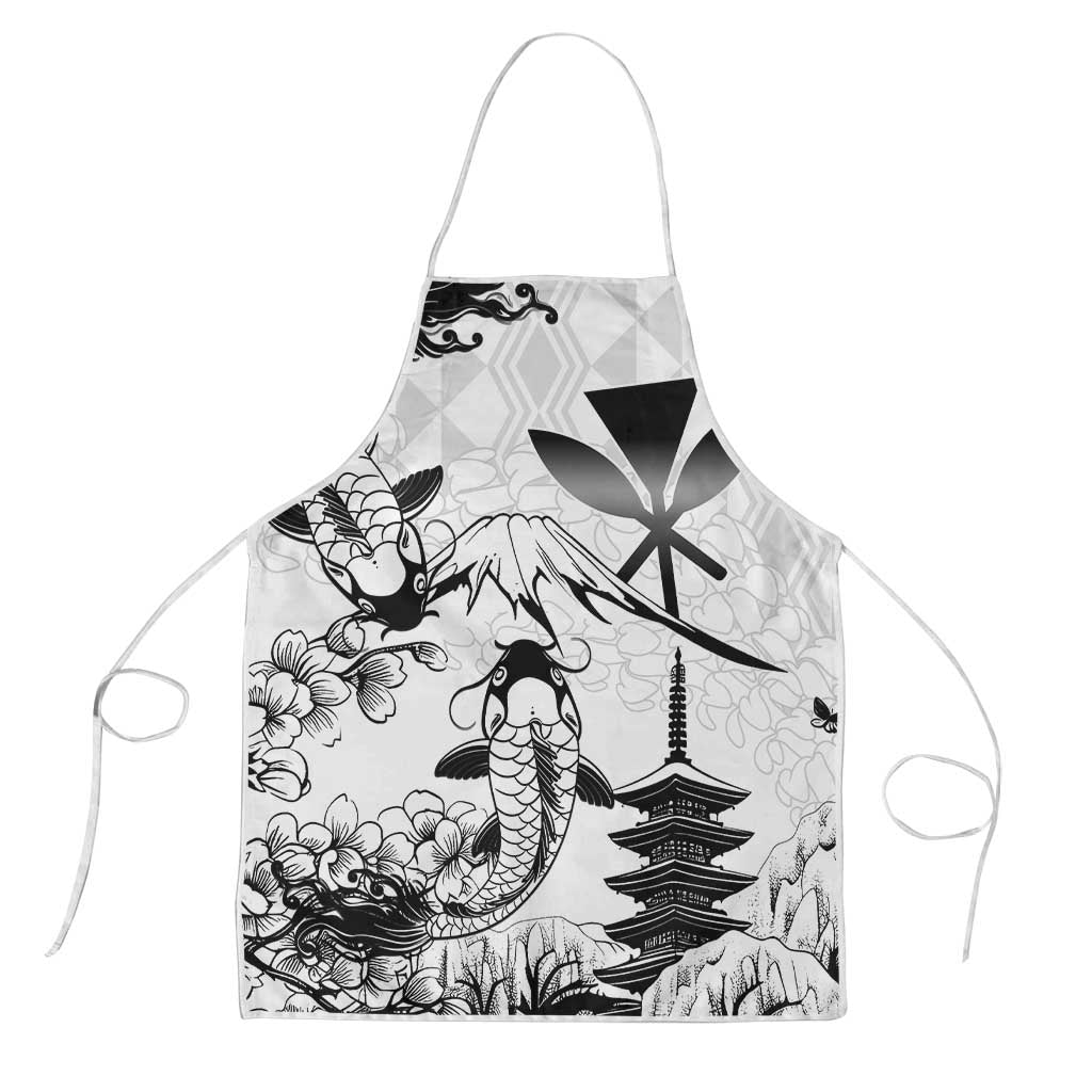 Japan And Hawaii Apron Sakura Koi Fish Hawaiian Lei Kanaka - Polynesian Pride
